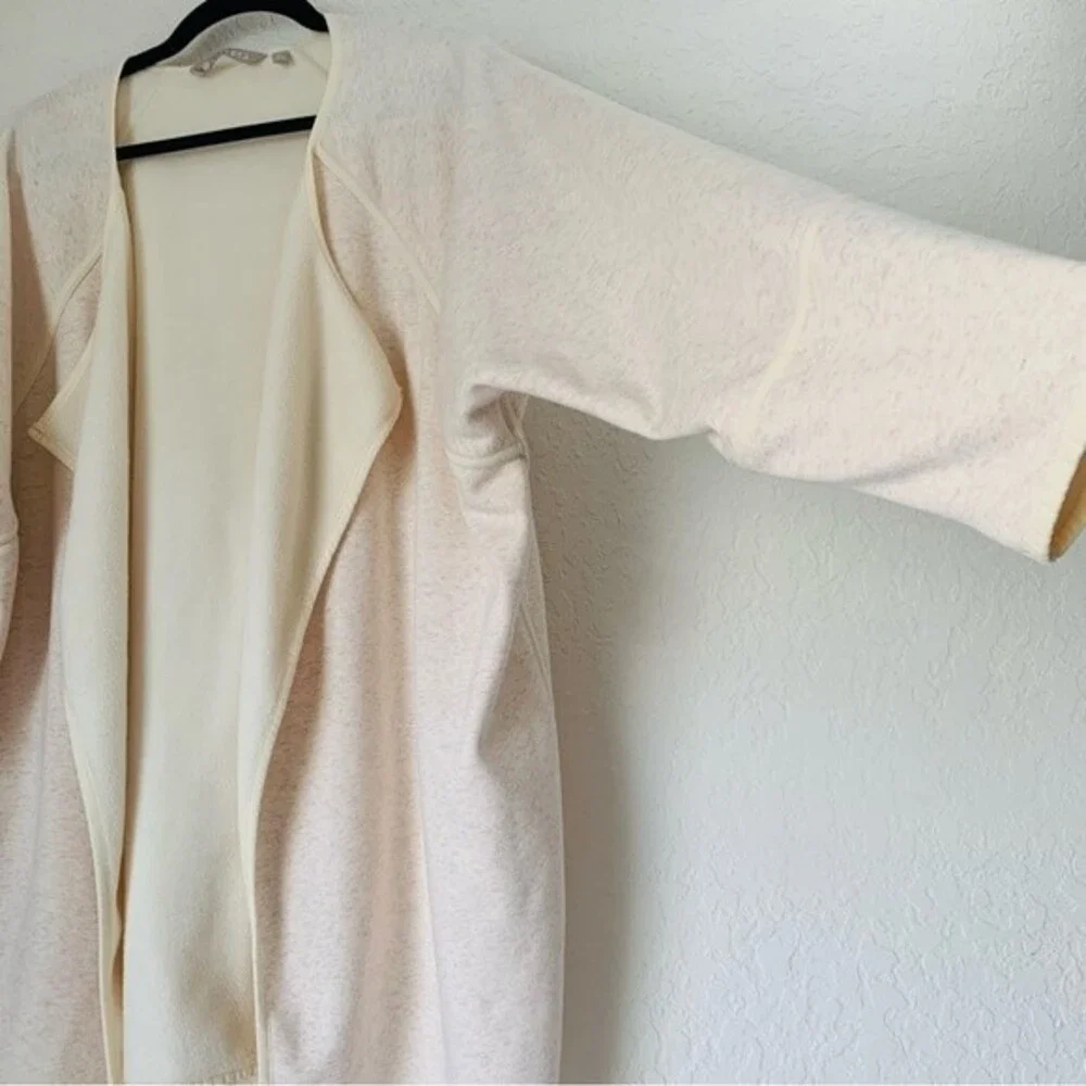 Athleta Cardigan Sweater Cozy Karma Wrap L Cream Open Front Oversized Minimalist